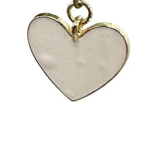 Gold & Cream Enamel Heart Shaped Pendant Charm Womens Fashion Jewelry